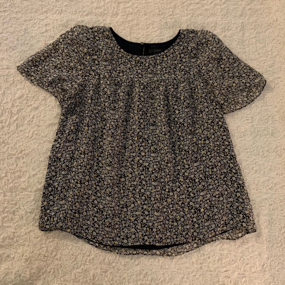 J. Crew shimmery floral blouse